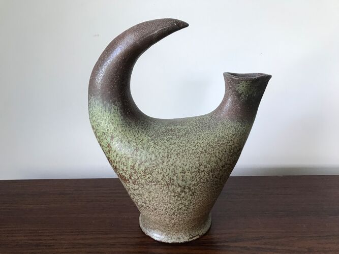 Vase en céramique zoomorphe vintage signée G.obled