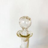 engraved glass wine carafe round stopper 50s