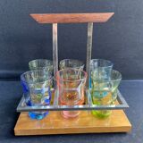 Servant of colored glasses with Art Deco liquor