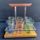 Serviteur de verres colorés à liqueur Art déco