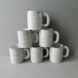 6 ceramic mugs signed Grandjean Jourdan, Vallauris