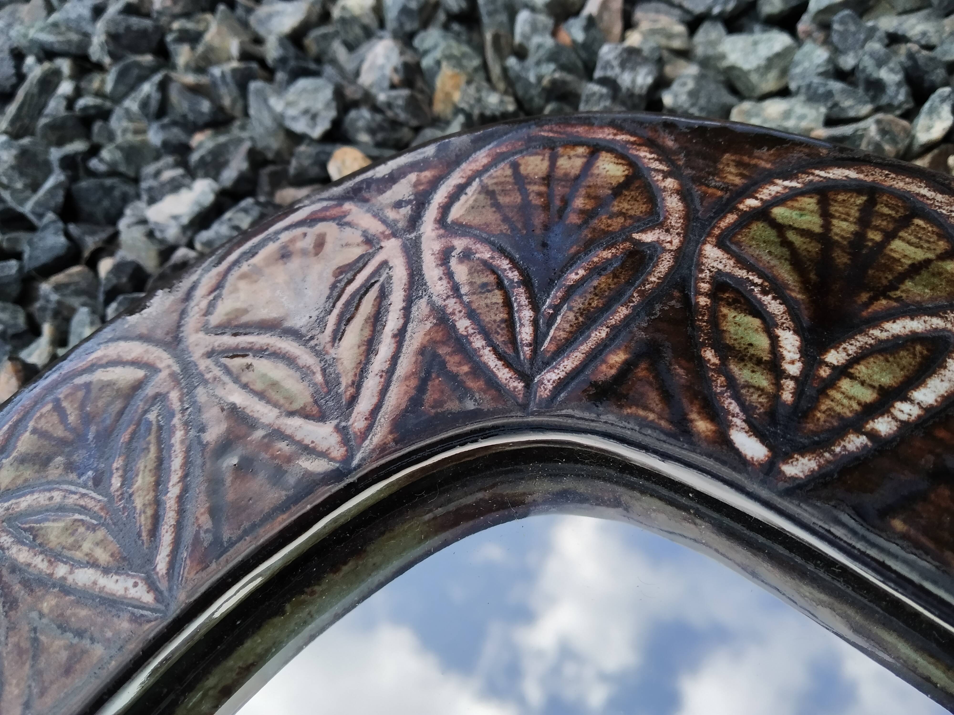 Mirror Jean Claude Malarmey ceramic Vallauris