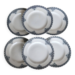 6 assiettes plates vintage - terre