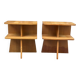 Asymmetrical Mid Century Modern bedside tables oak 1960