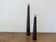 Pair of designer candlesticks, XXL, tapered, teak and chrome metal, 1980s