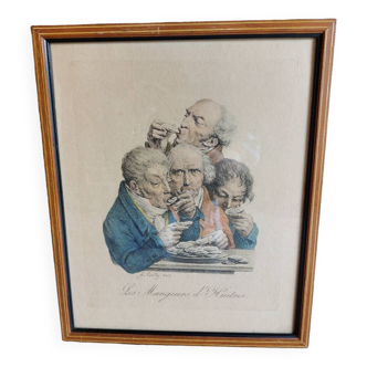 Old Engraving 1825 "the Oyster Eaters"
