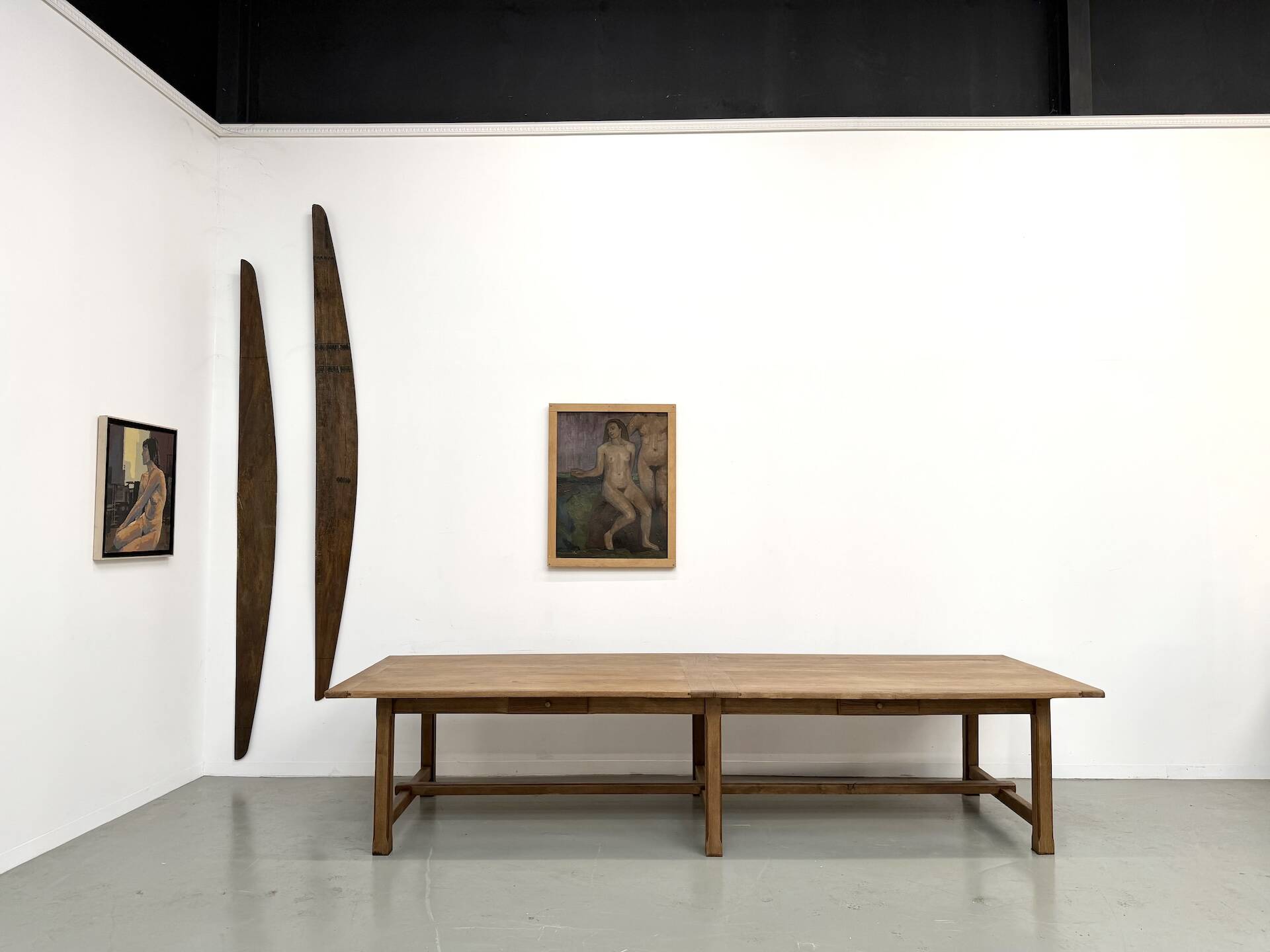 XXL farmhouse table in solid oak 350 cm - Reconstruction Style - 1950s