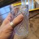 Set of three long drink glasses in pressed glass with a diamond pattern, 1960.