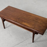 Danish extendable teak coffee table with drawer, 1960s