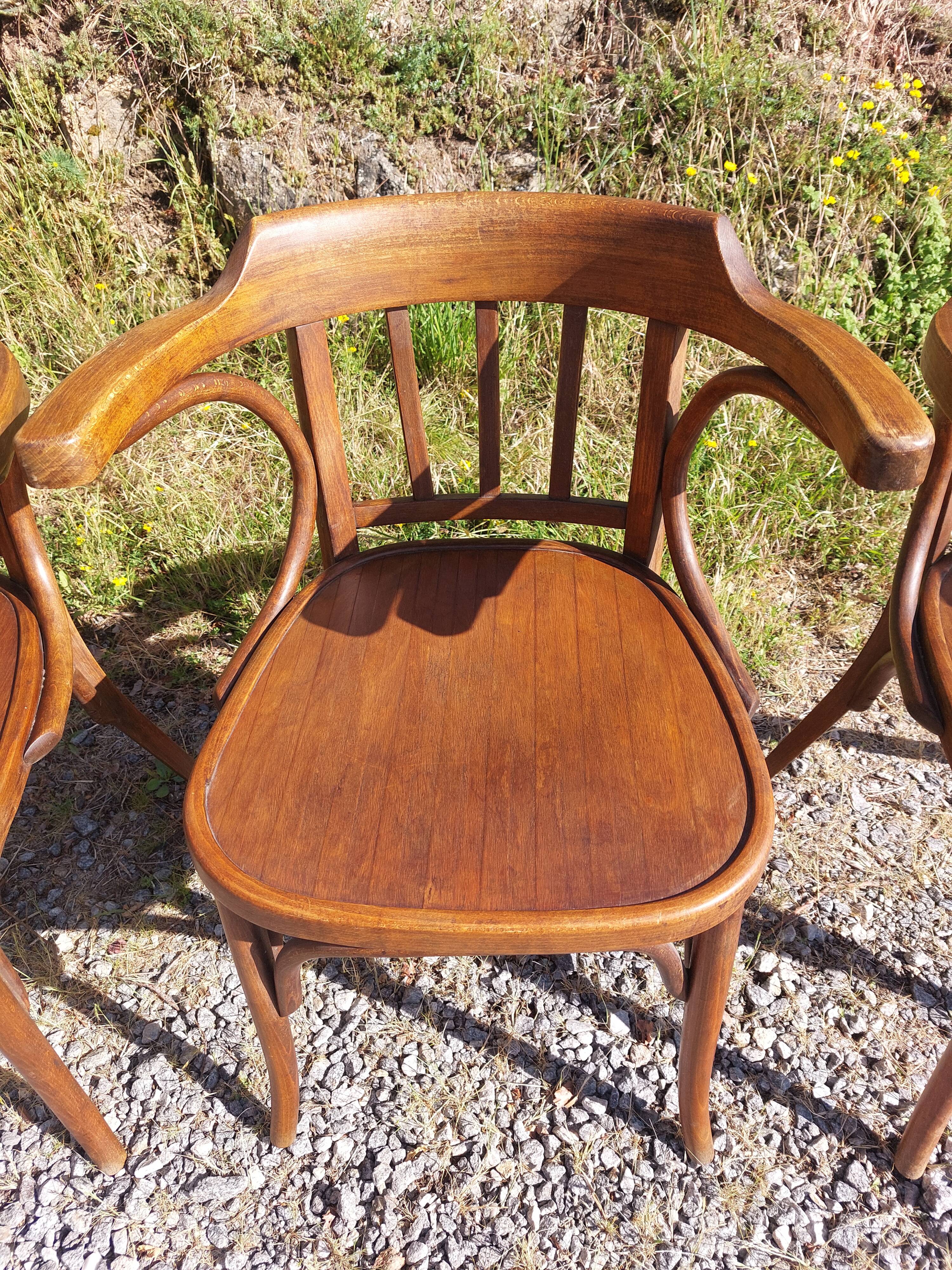 4 fauteuils Baumann en bois courbé