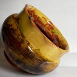 Old provencal pot cover in glazed terracotta