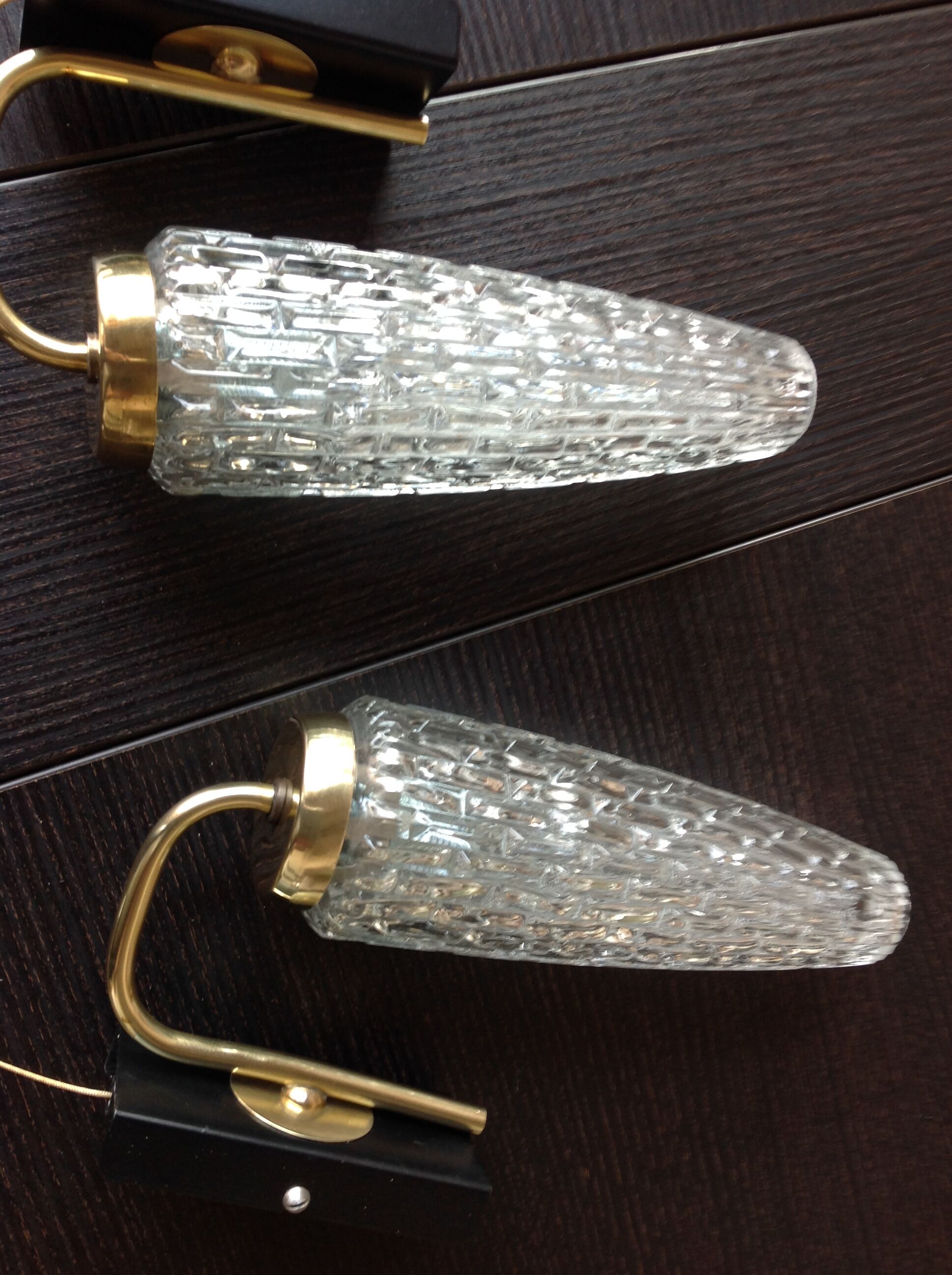 Pair of brass sconces and tulip glass 60
