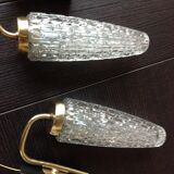 Pair of brass sconces and tulip glass 60