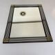 Large vintage mirror from the 1970s, DEKNUDT design, geometric wood decor