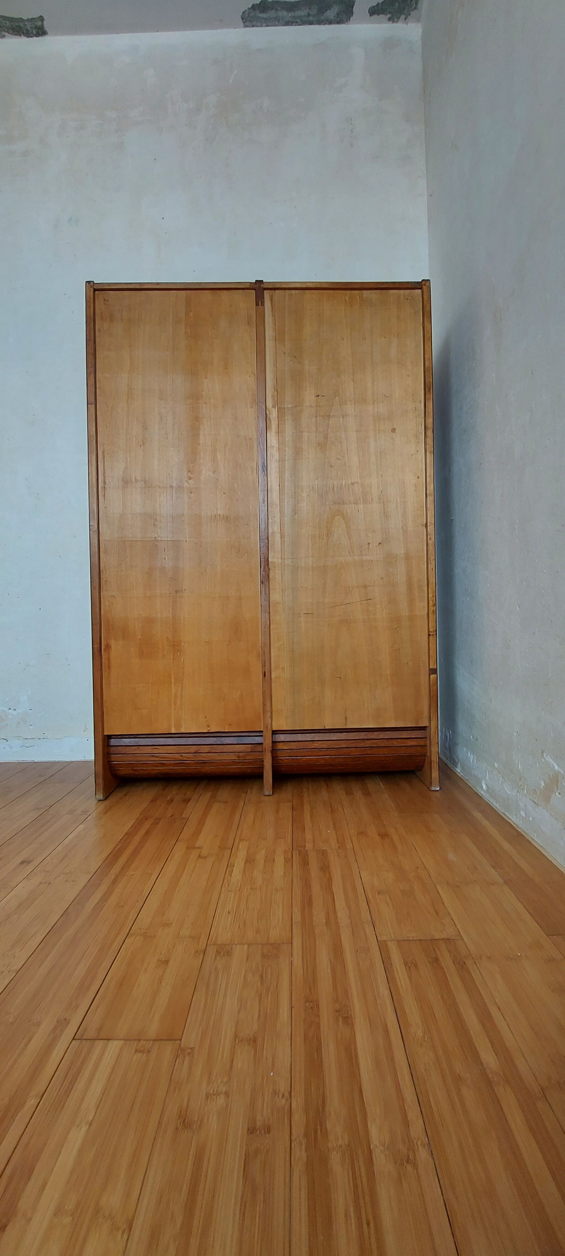 Double frame cabinet with solid oak curtains 50s