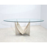 Vintage sculptural travertine table, italy 1970s