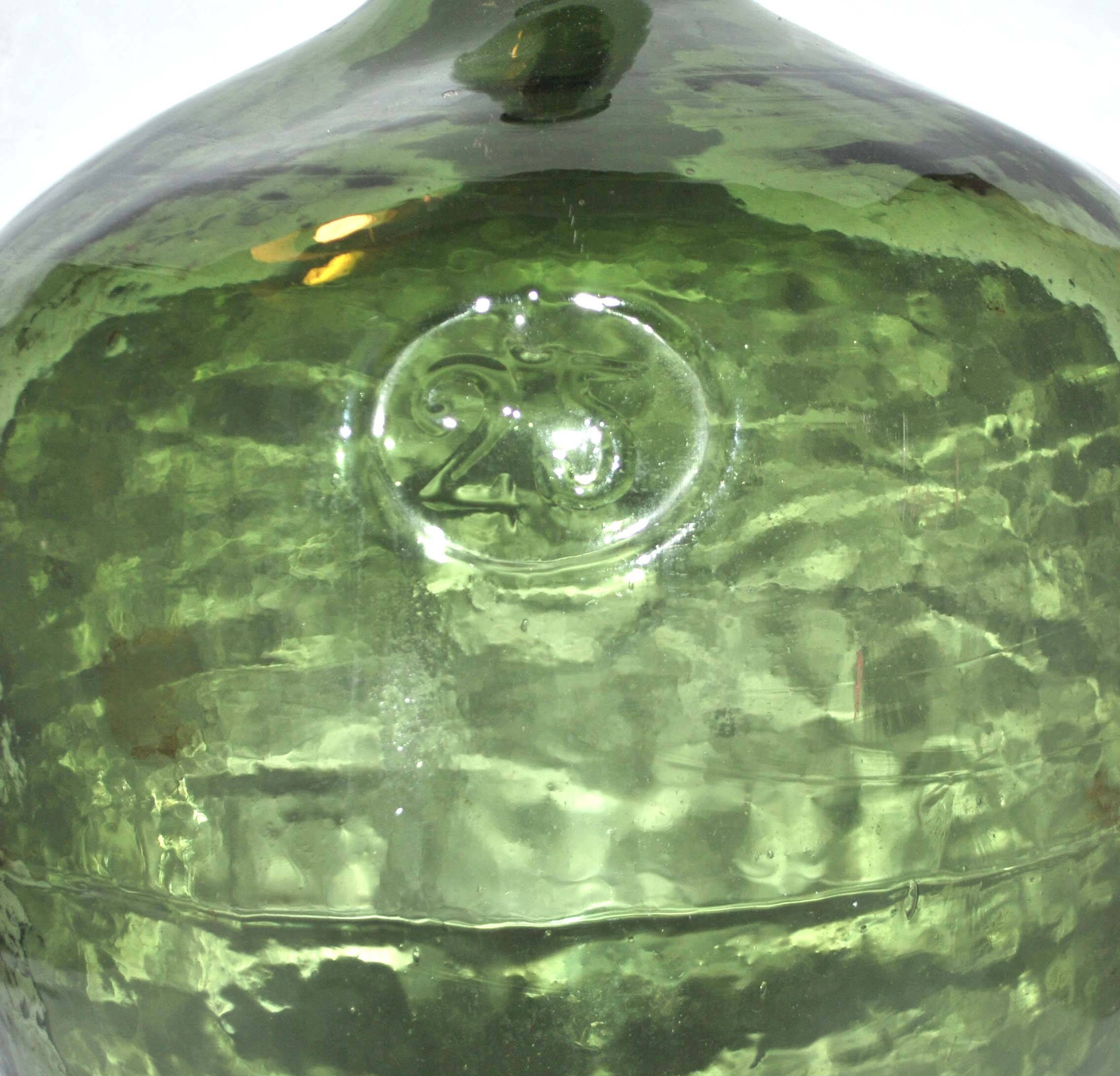 Large demijohn carboy 25l green glass bottle h52cm
