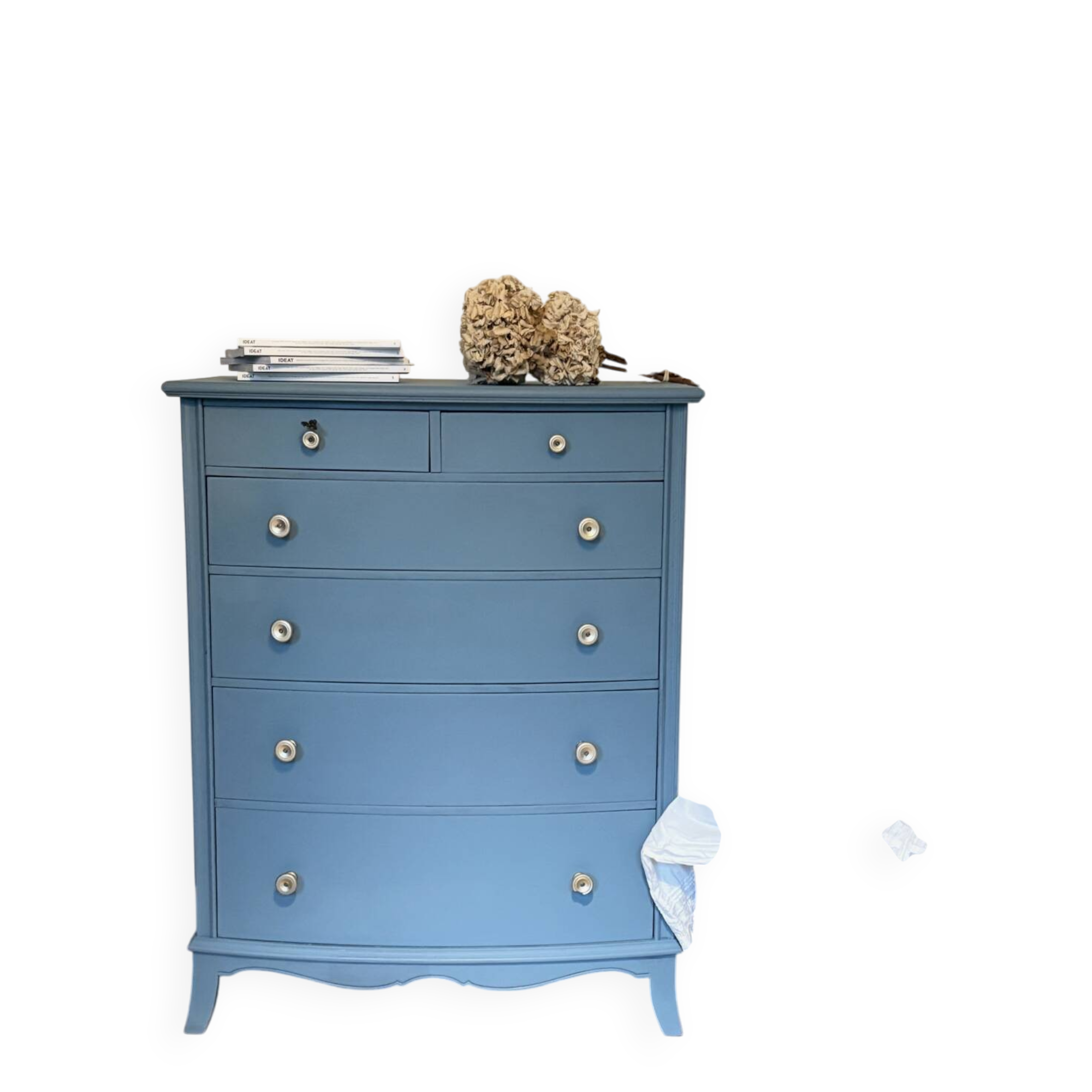 Antique blue zinc-coated chest of drawers