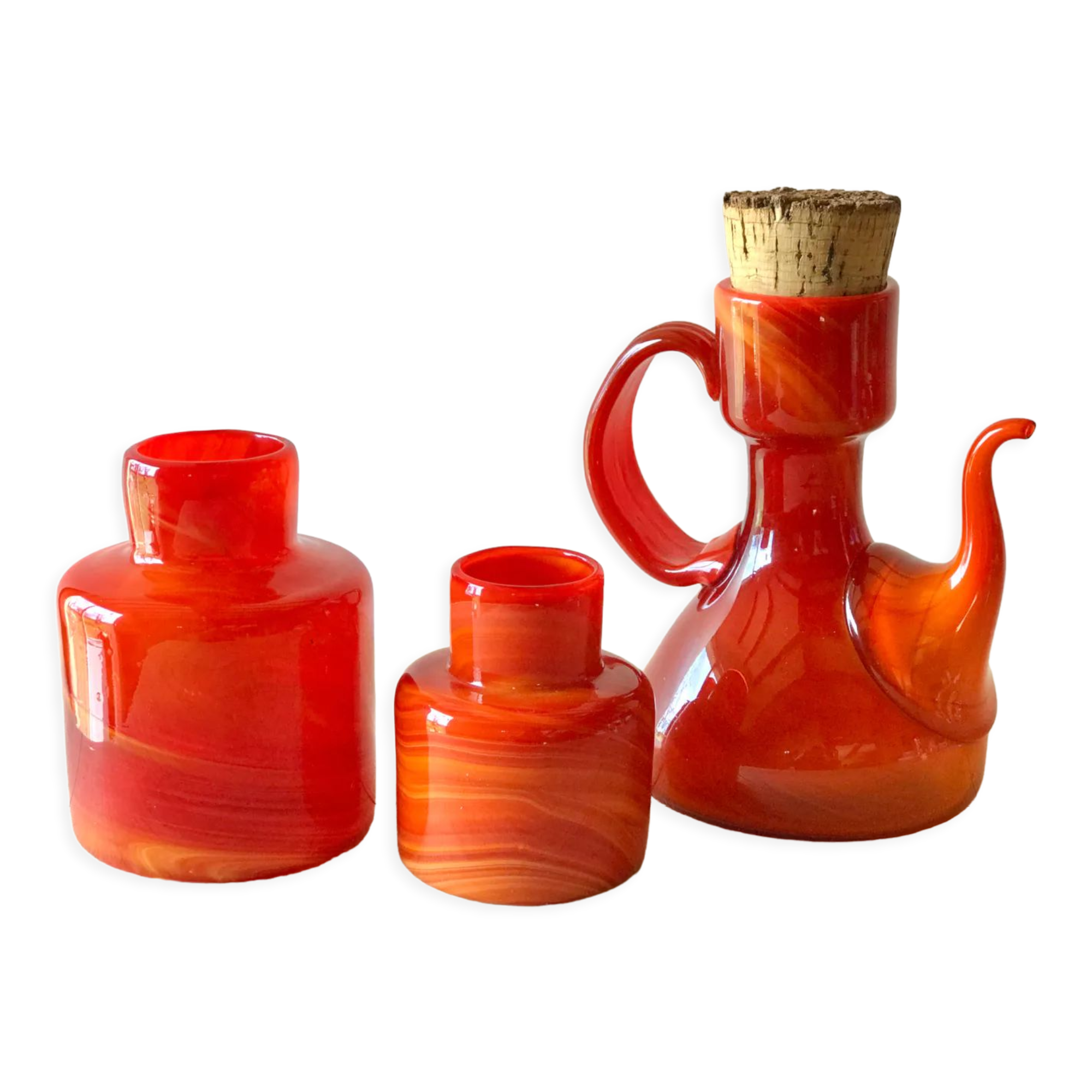 Set vases and coffee maker orange Moorish Vieil