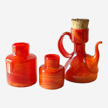 Ensemble vases et cafetière orange Maure Vieil