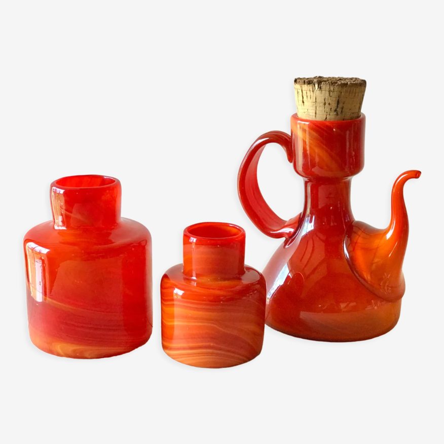 Ensemble vases et cafetière orange Maure Vieil | Selency