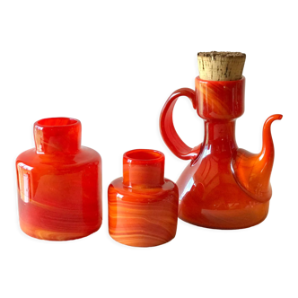 Ensemble vases et cafetière orange Maure Vieil