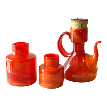 Ensemble vases et cafetière orange Maure Vieil