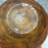 Muller frères, lunéville: ball vase with flared neck in orange marbled glass