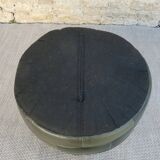 Pouf in green leather patchwork, 70s