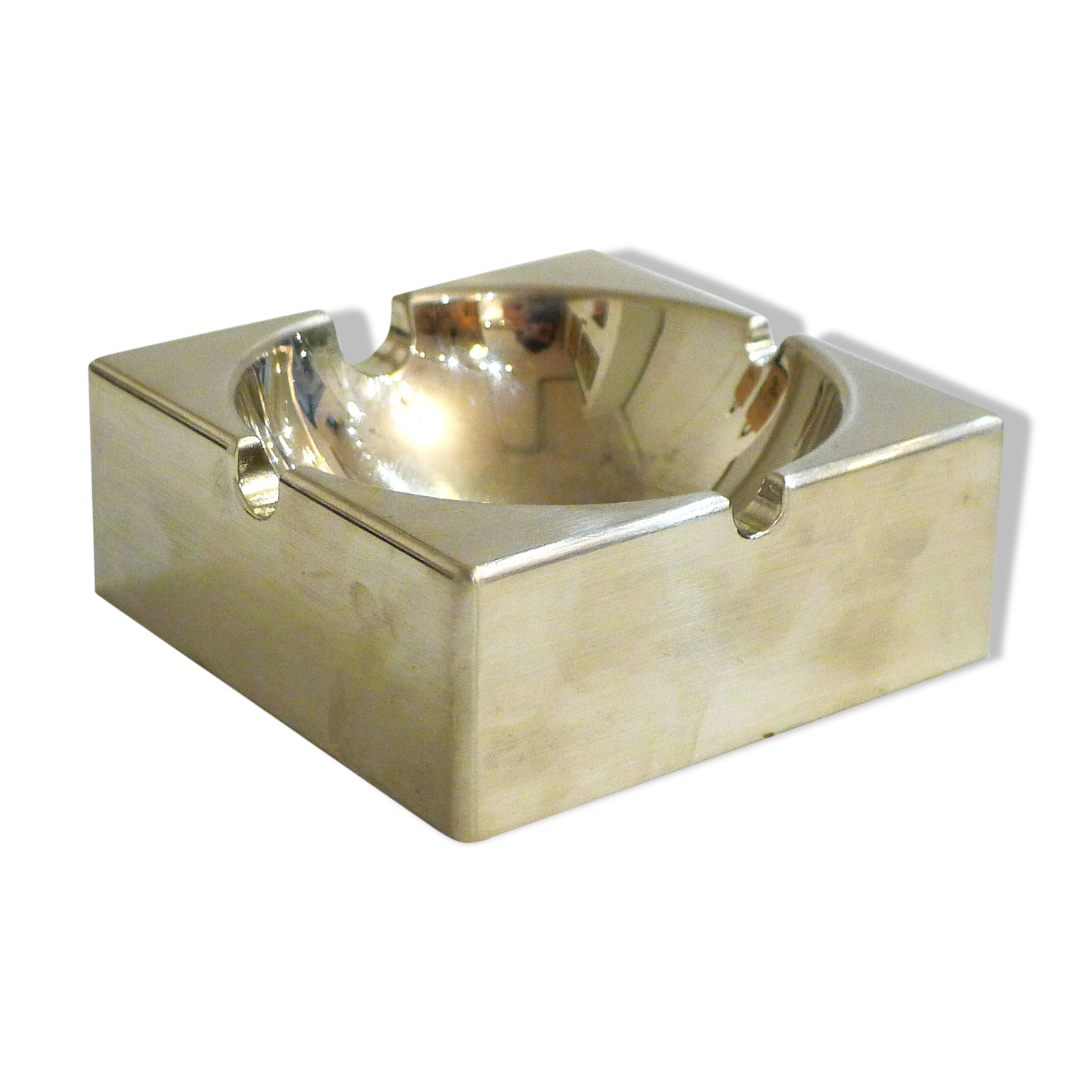 Modernist chrome metal ashtray