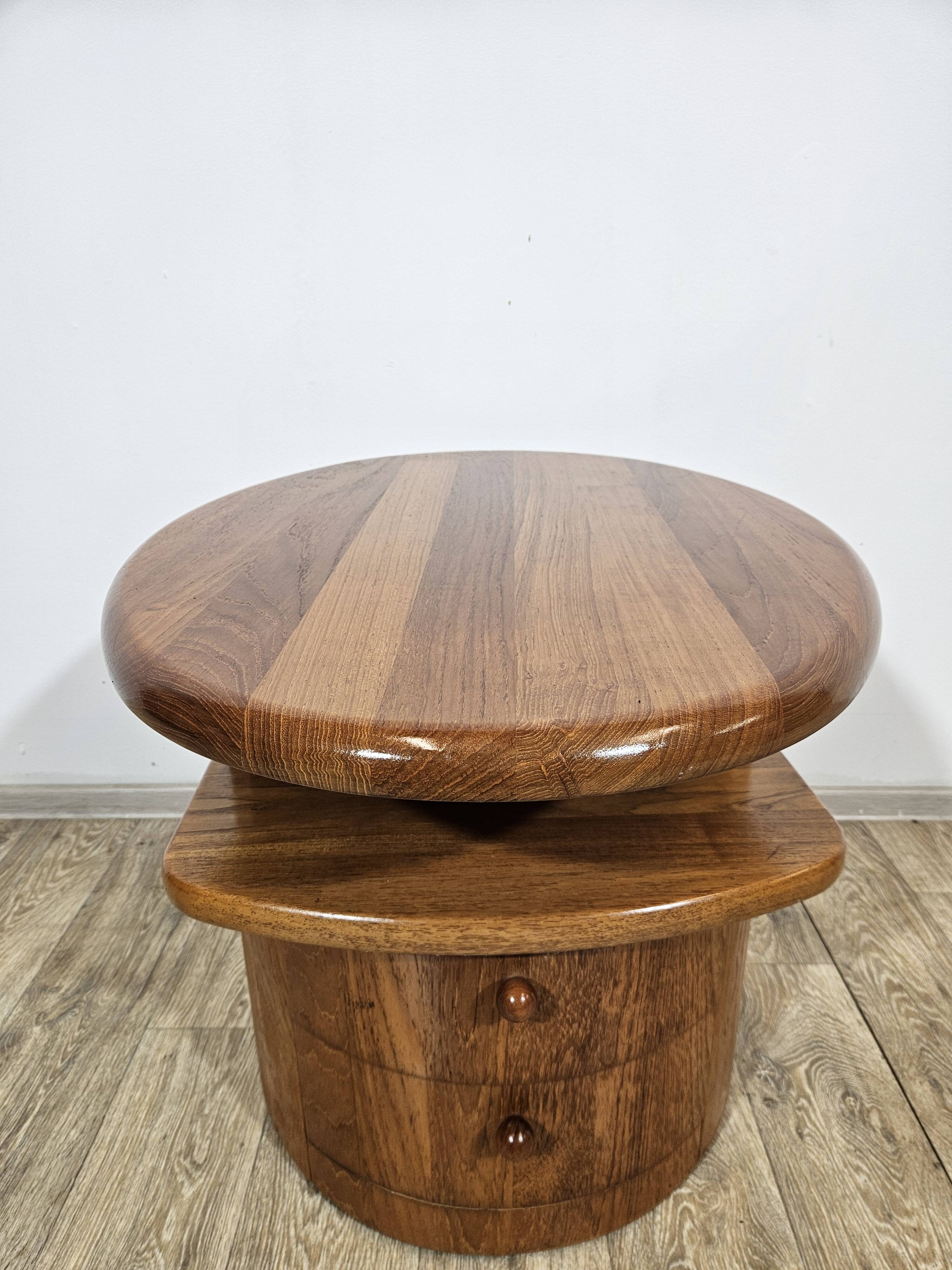 Solid teak TV table with swivel top, Silkeborg, Denmark, 1960s/1970s.