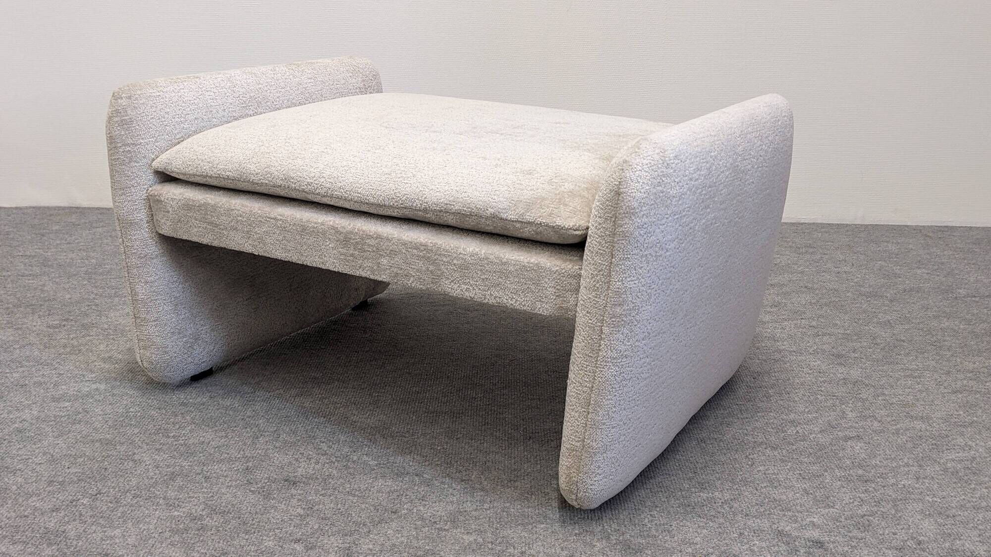Velvet ottoman footstool by Steiner, France circa 1970