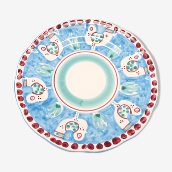 Lot of 2 blue plates in Italian ceramic