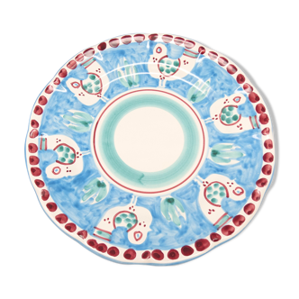 Lot of 2 blue plates in Italian ceramic