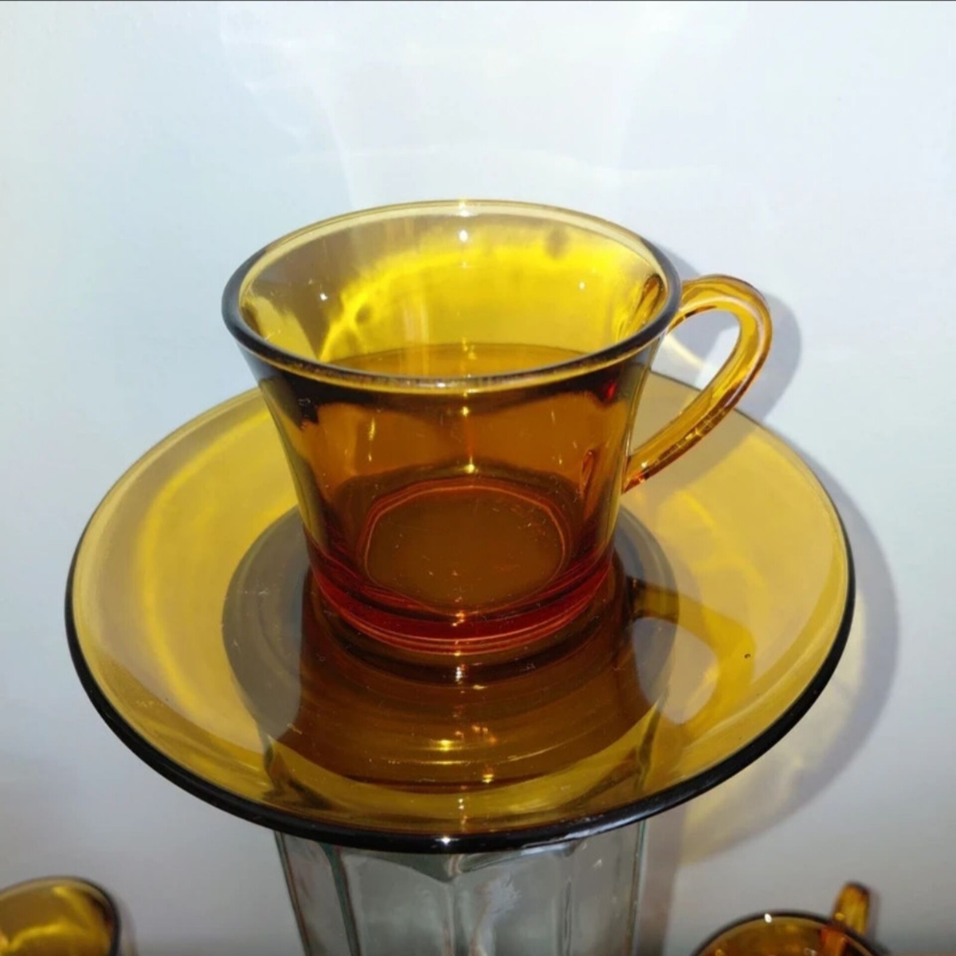 Duralex - 6 tasses et sous tasses verre orange