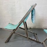 Set of 2 blue sun loungers