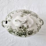Antique Doulton Brurslem English Porcelain Tureen with Rose and Waratah Pattern from 1920
