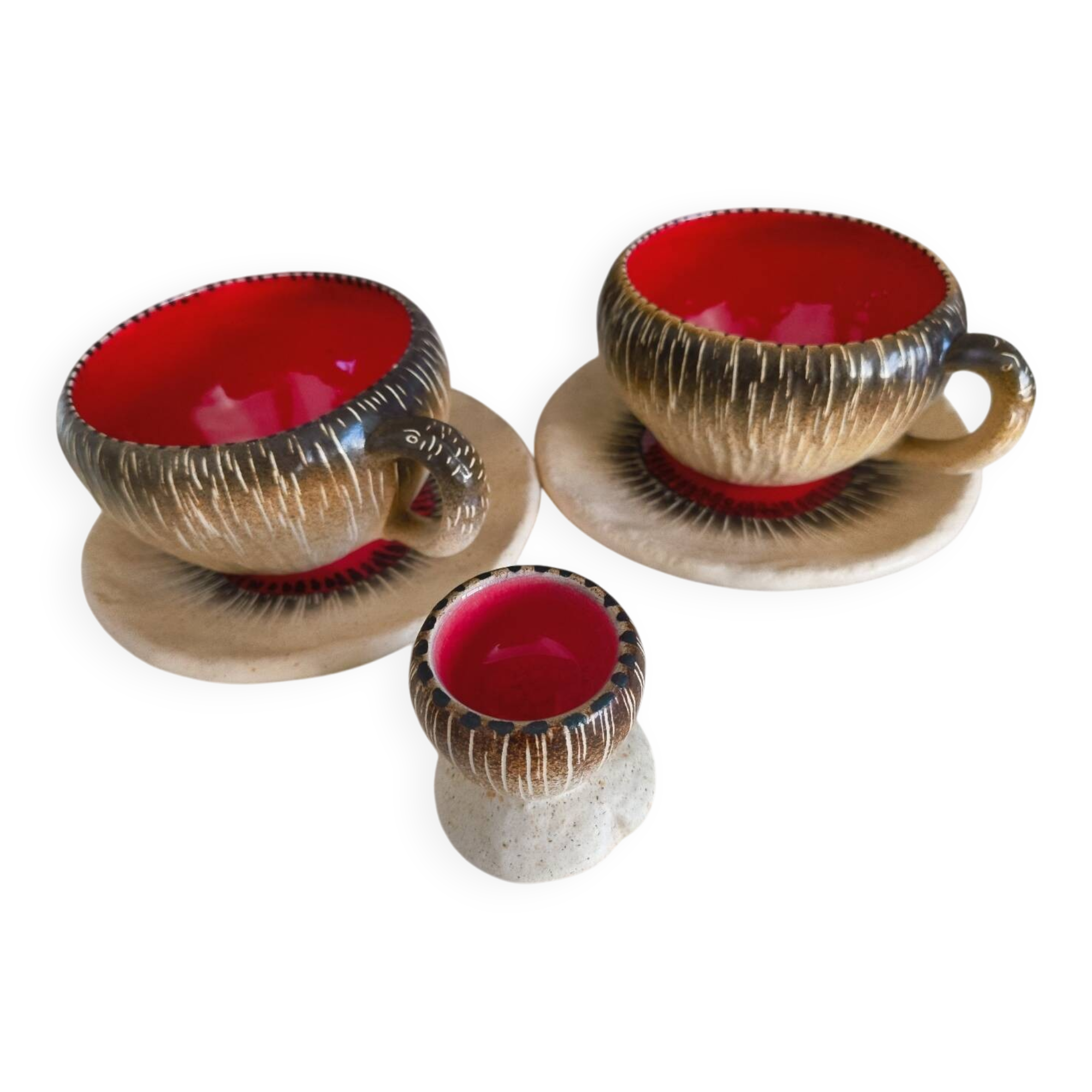 Breakfast service Bruno Dose + egg cup – Poterie du Breuil, Sar