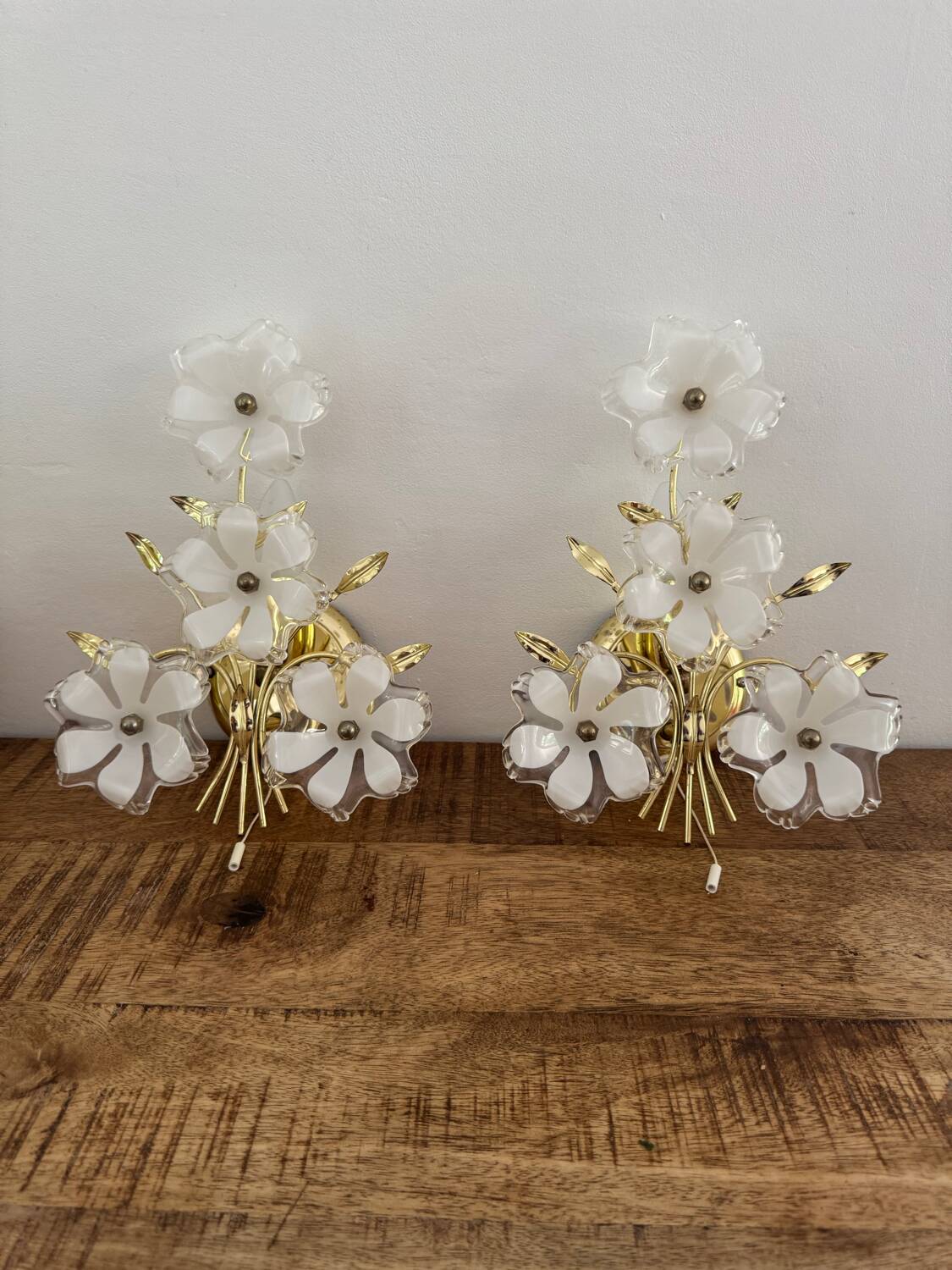 Set of Murano flower wall sconces