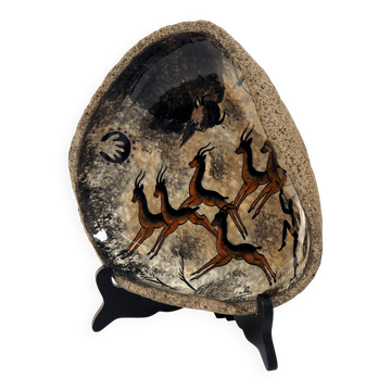 Vintage French Ceramic Bowl by Sala (André Guiron), 1960s, Prehistoric Insp