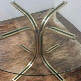 Glass round table - design 70s - Hollywood Regency