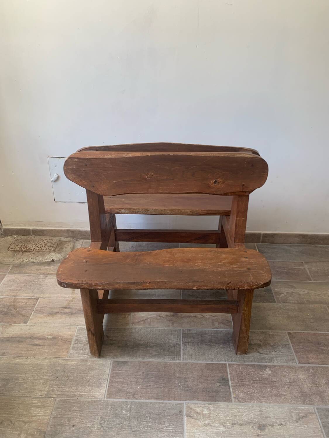 Brutalist wooden bench from the 60s