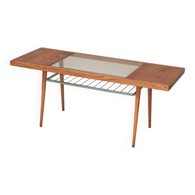 Table basse en bois, métal et verre par Jitona 1960