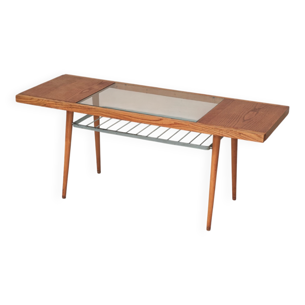 Table basse en bois, métal et verre par Jitona 1960