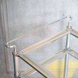 Vintage rolling dessert bar in gold metal and glass by Roche Bobois.