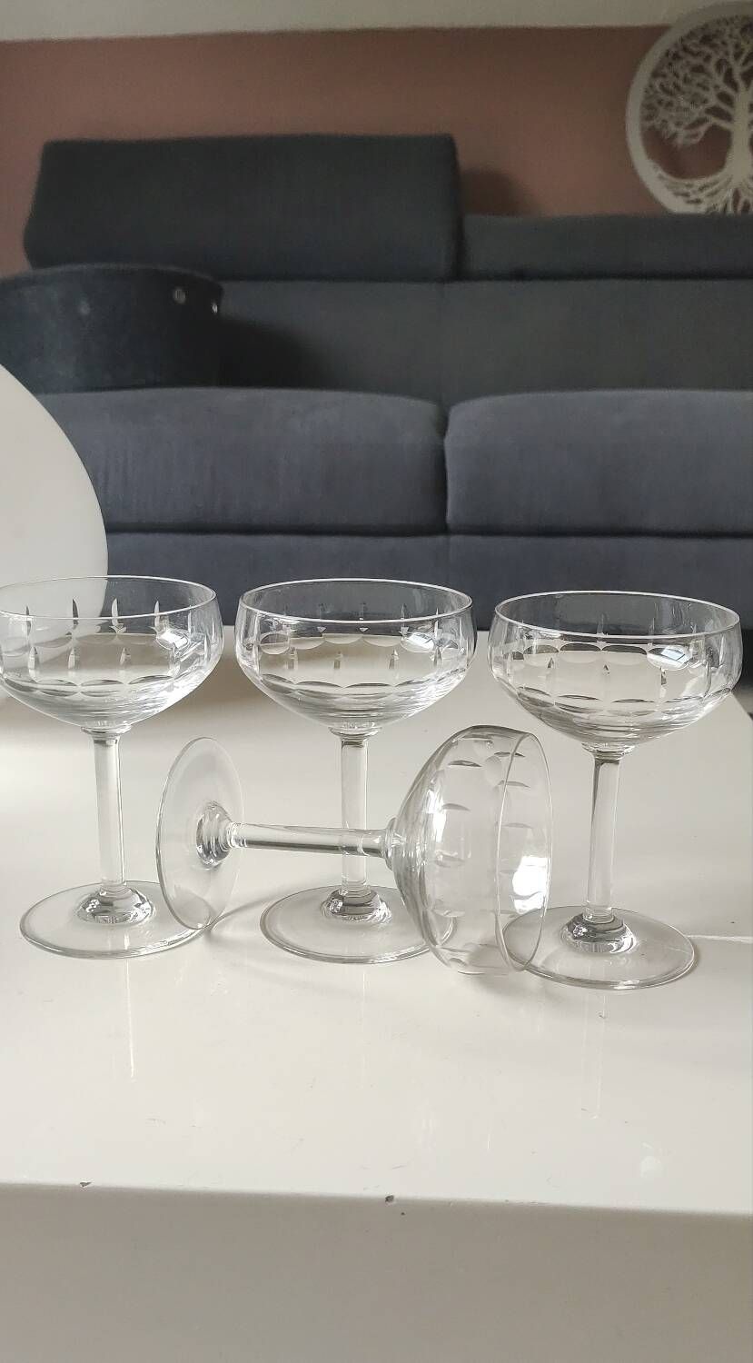 Lot of 4 x Champagne Coupes / Doyen Glassware. Art Deco 1930s.
