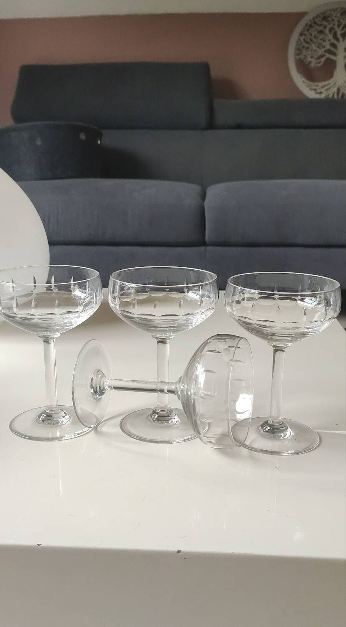 Lot of 4 x Champagne Coupes / Doyen Glassware. Art Deco 1930s.
