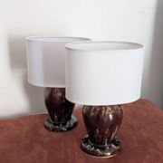 Pair of vintage 70s ceramic bedside lamps – Glazed enamels & e