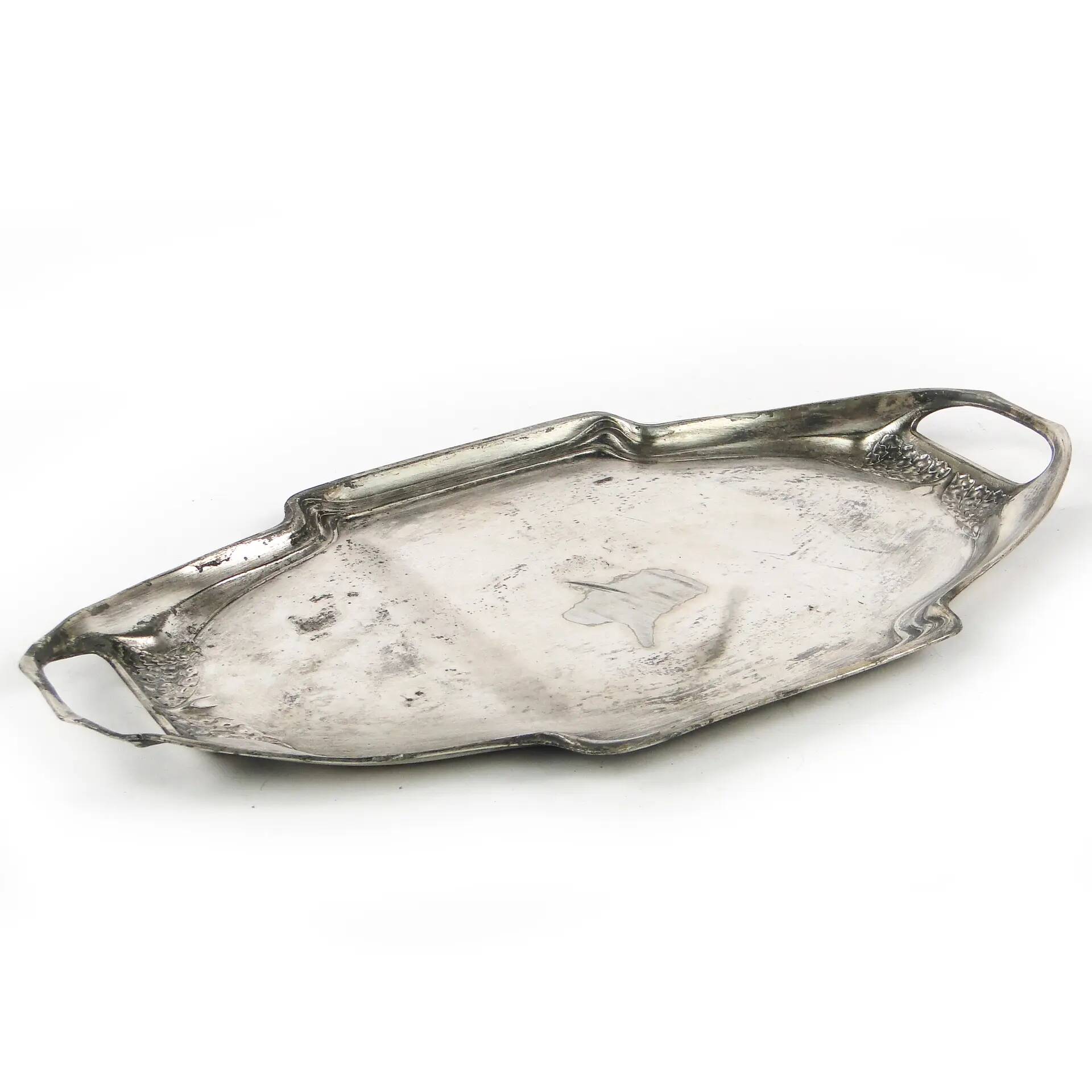 Art Nouveau tray, silver-plated pewter, Austria, early 20th century