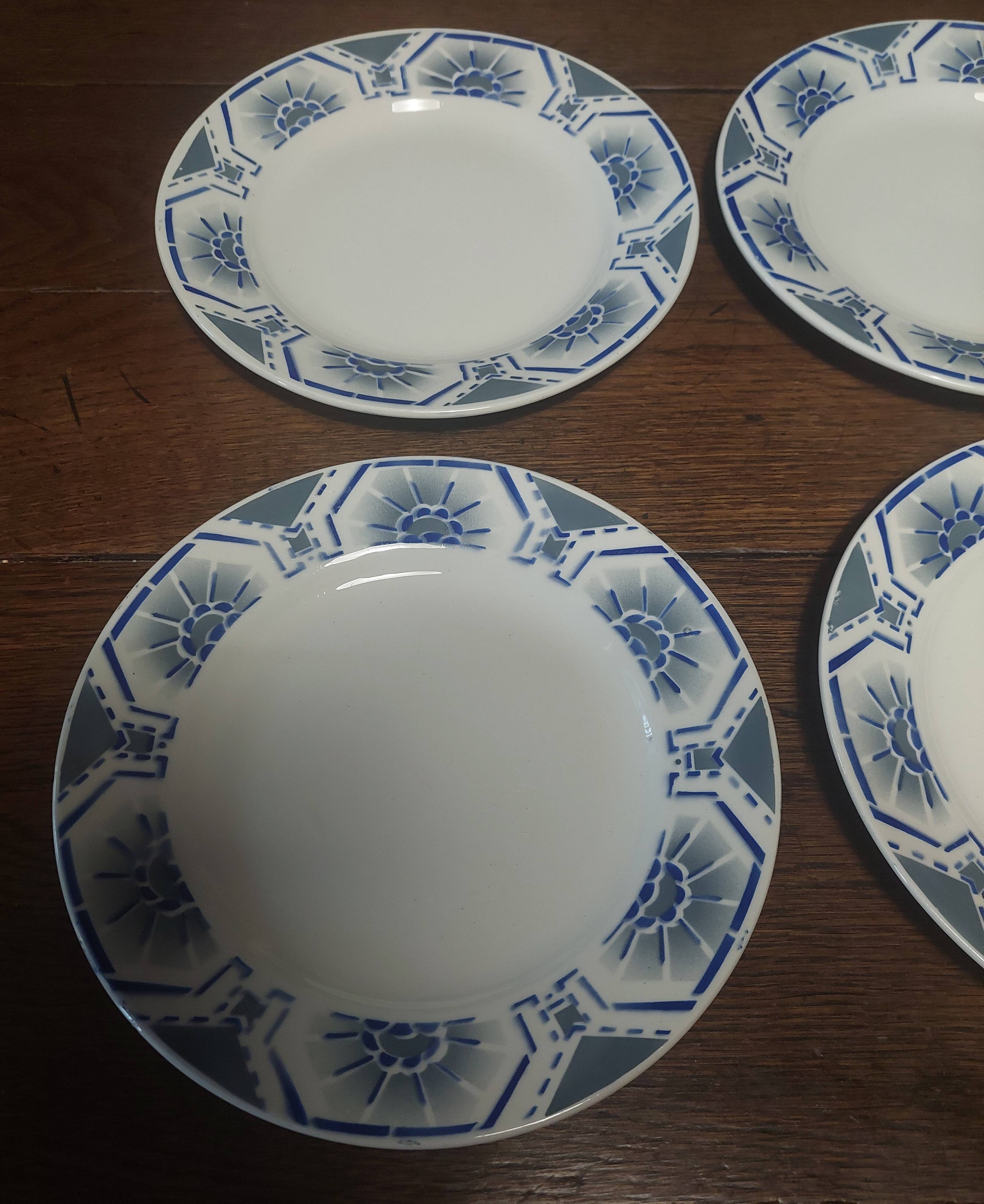 Flat plates set of six ironstone Saint Amand Egypt decoration